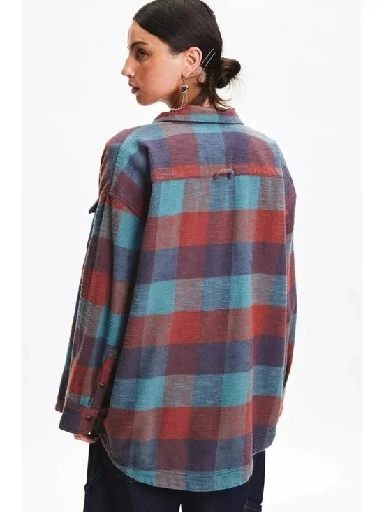 BDG Urban Outfitters Dani Oversized Flannel Shirt Tunic Top M - Picture 3 of 4